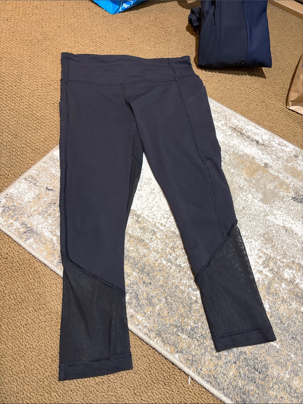 lululemon athletica Black High-Waist Leggings with Mesh Ankle Panels